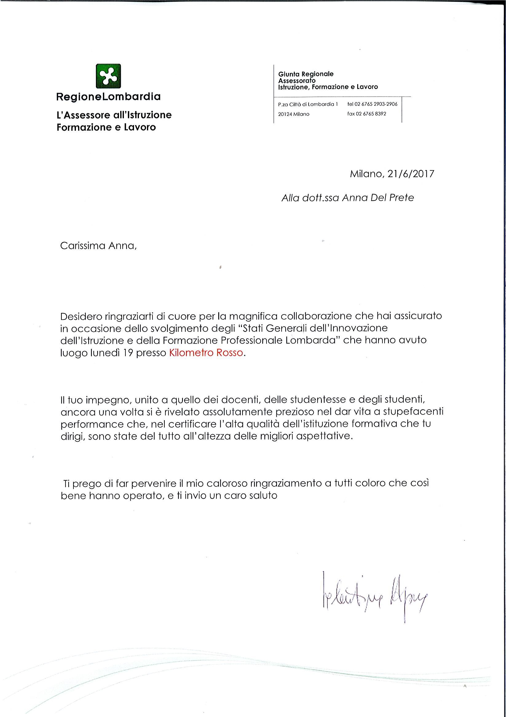 Ringraziamenti Valentina Aprea